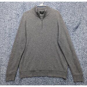 Nicole Farhi Cashmere Merino Wool Sweater Mens XL 1/4 Zip Pullover Office Gray